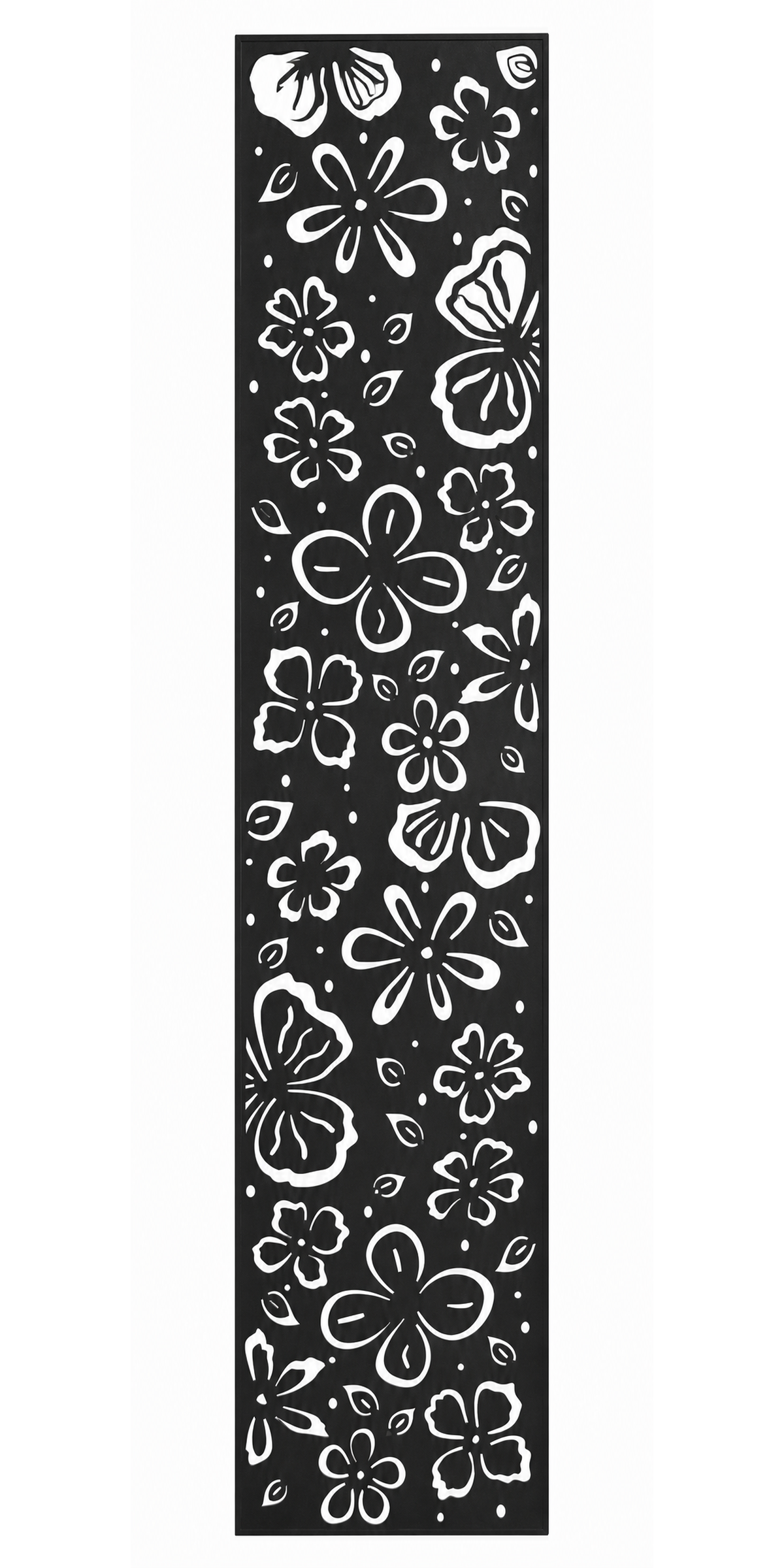 Design 096 Butterfly Flower Laser Cut Metal Privacy Screen Panel front main view