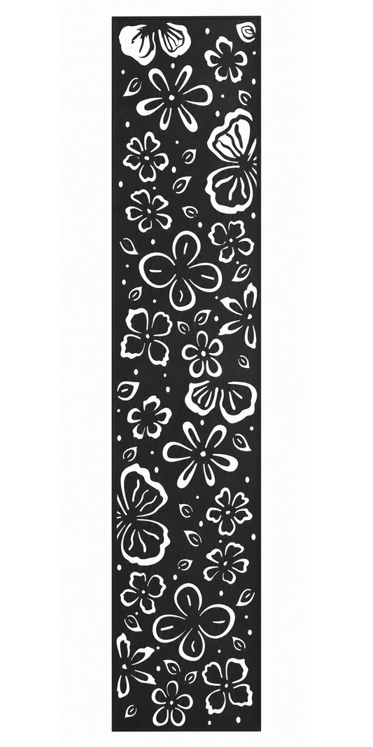 Design 096 Butterfly Flower Laser Cut Metal Privacy Screen Panel front main view