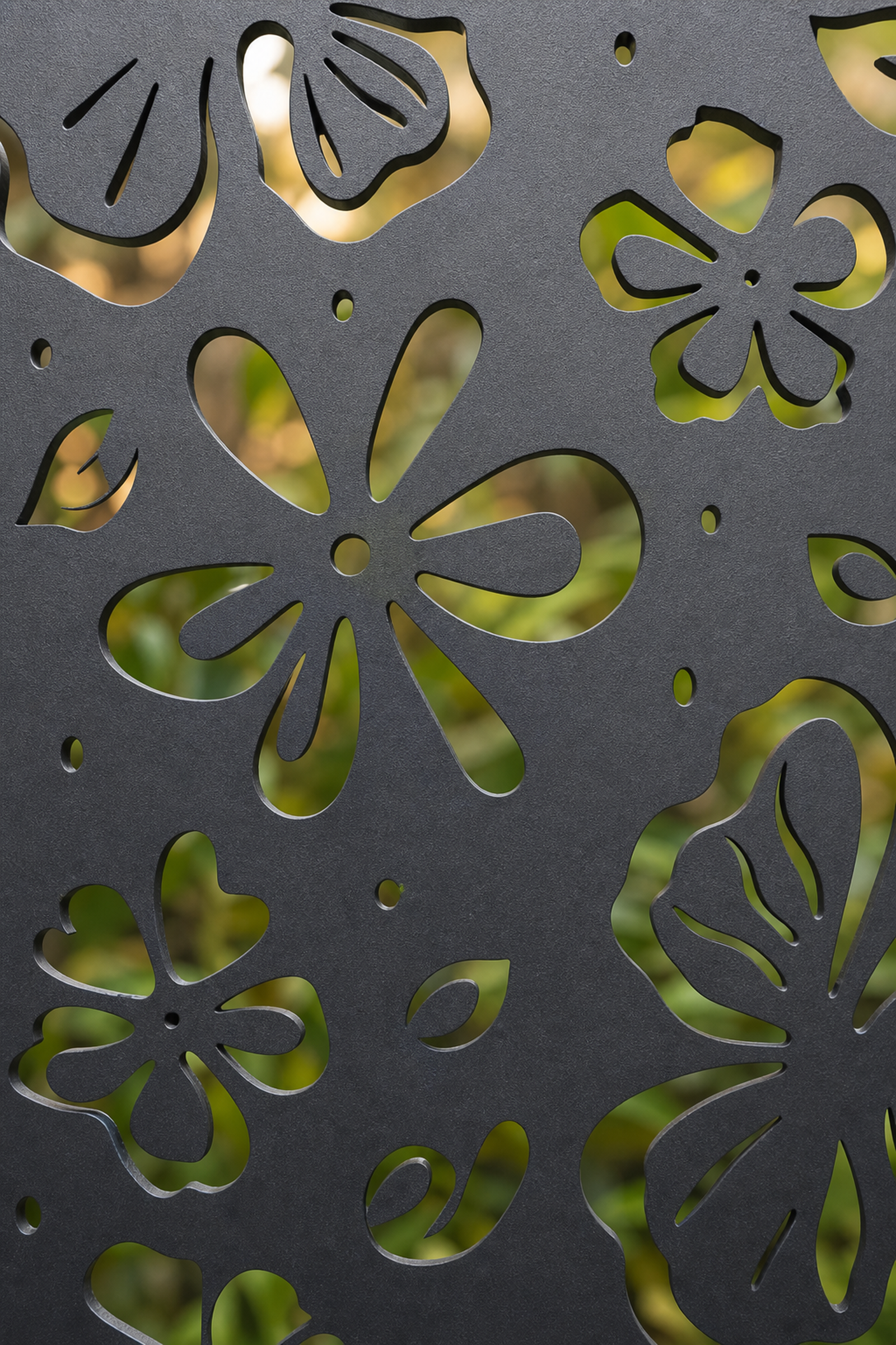 Design 096 Butterfly Flower Laser Cut Metal Privacy Screen Panel close-up detail view