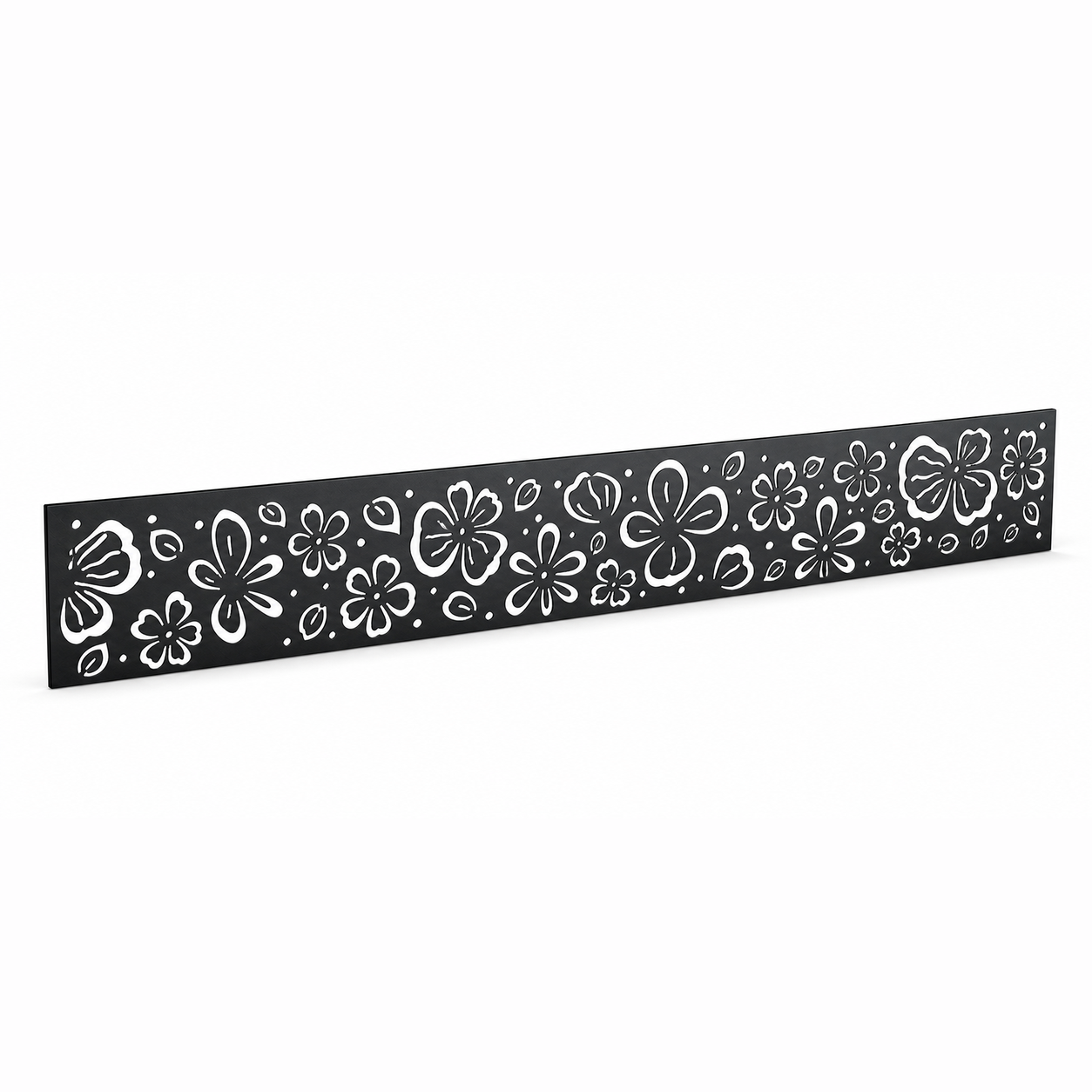 Galaxy Curl Lace laser cut metal fence topper insert perspective view, Design 096