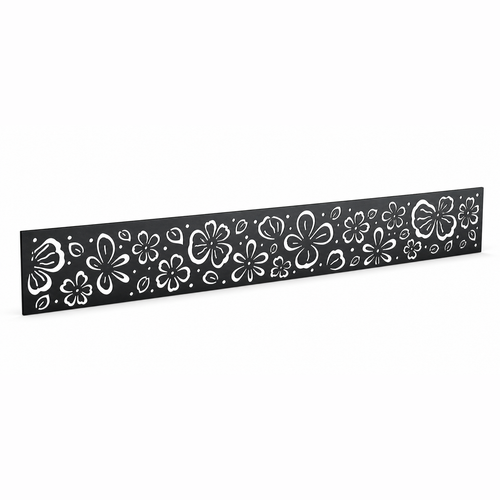 Galaxy Curl Lace laser cut metal fence topper insert perspective view, Design 096