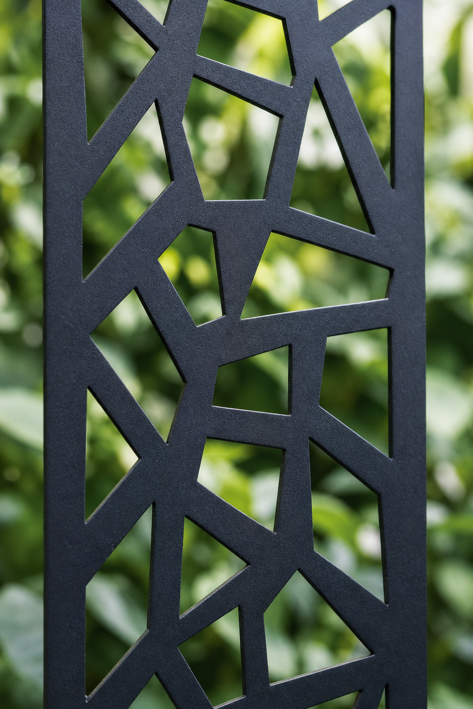 Design 098 Slim Stone Mosaic Laser Cut Metal Privacy Screen Panel close-up detail view