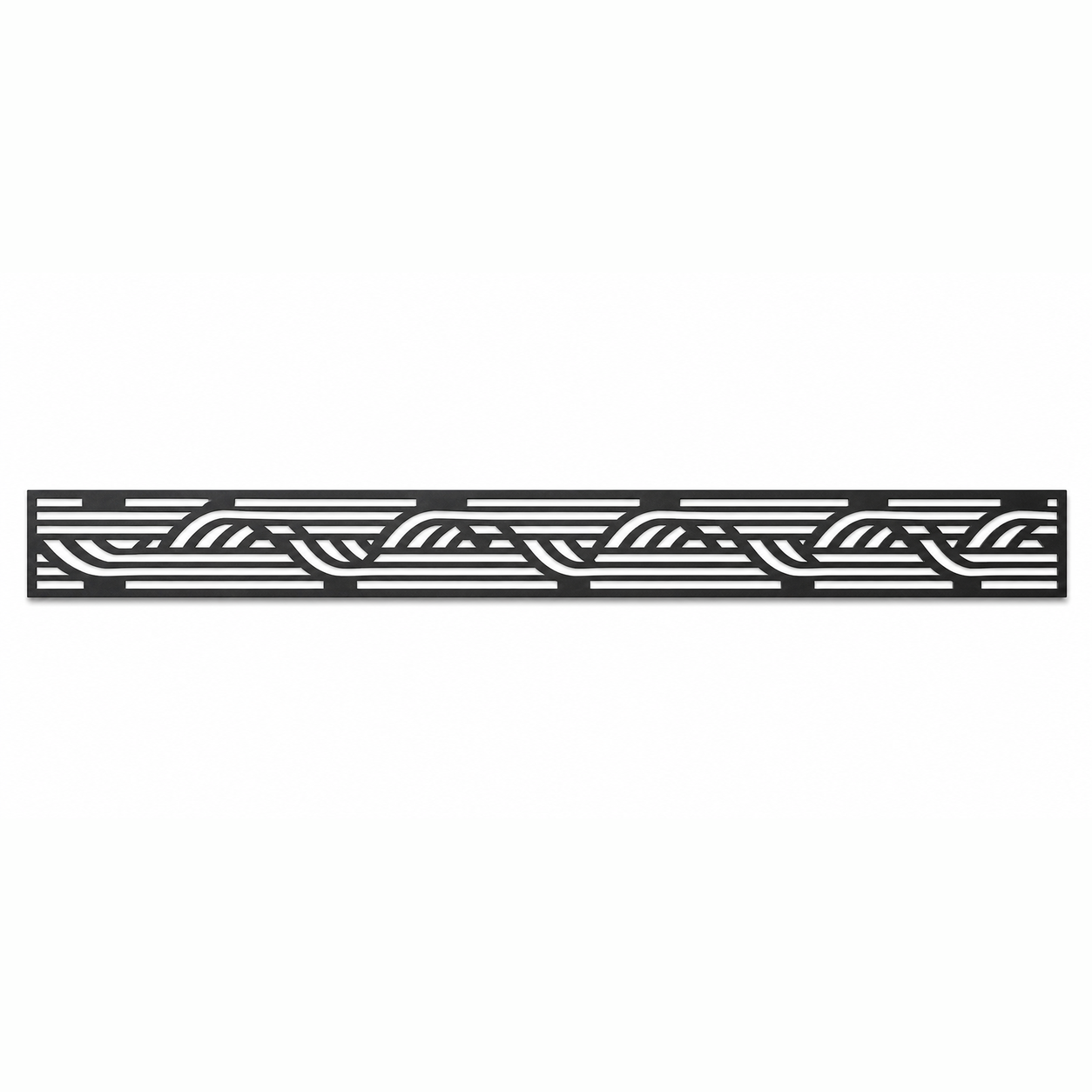 Minimal Wave Stripe decorative metal fence topper front pattern for WPC composite fencing, Design 099