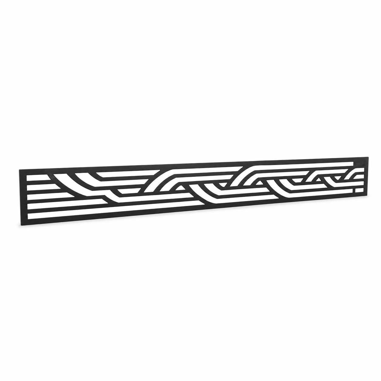 Minimal Wave Stripe laser cut metal fence topper insert perspective view, Design 099