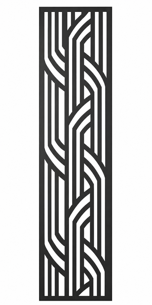 Design 099 Modern Ribbon Lines Laser Cut Metal Privacy Screen Panel front main view