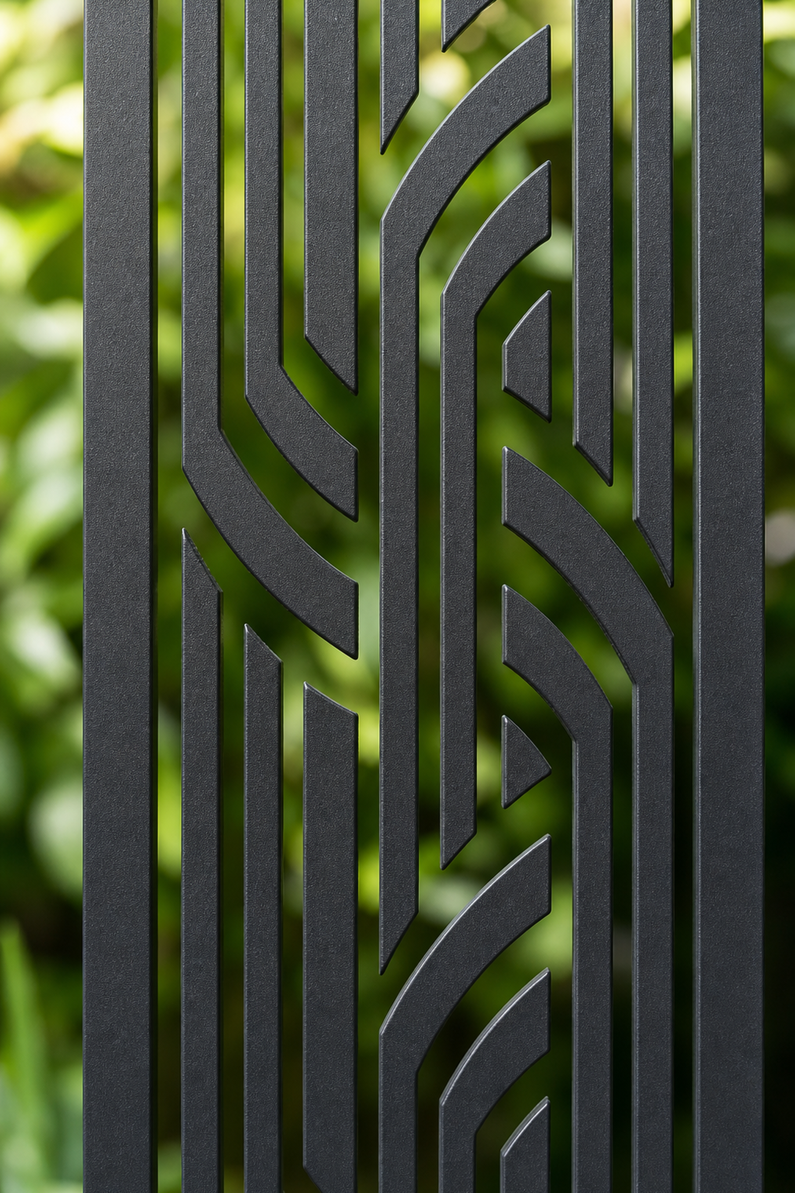 Design 099 Modern Ribbon Lines Laser Cut Metal Privacy Screen Panel close-up detail view