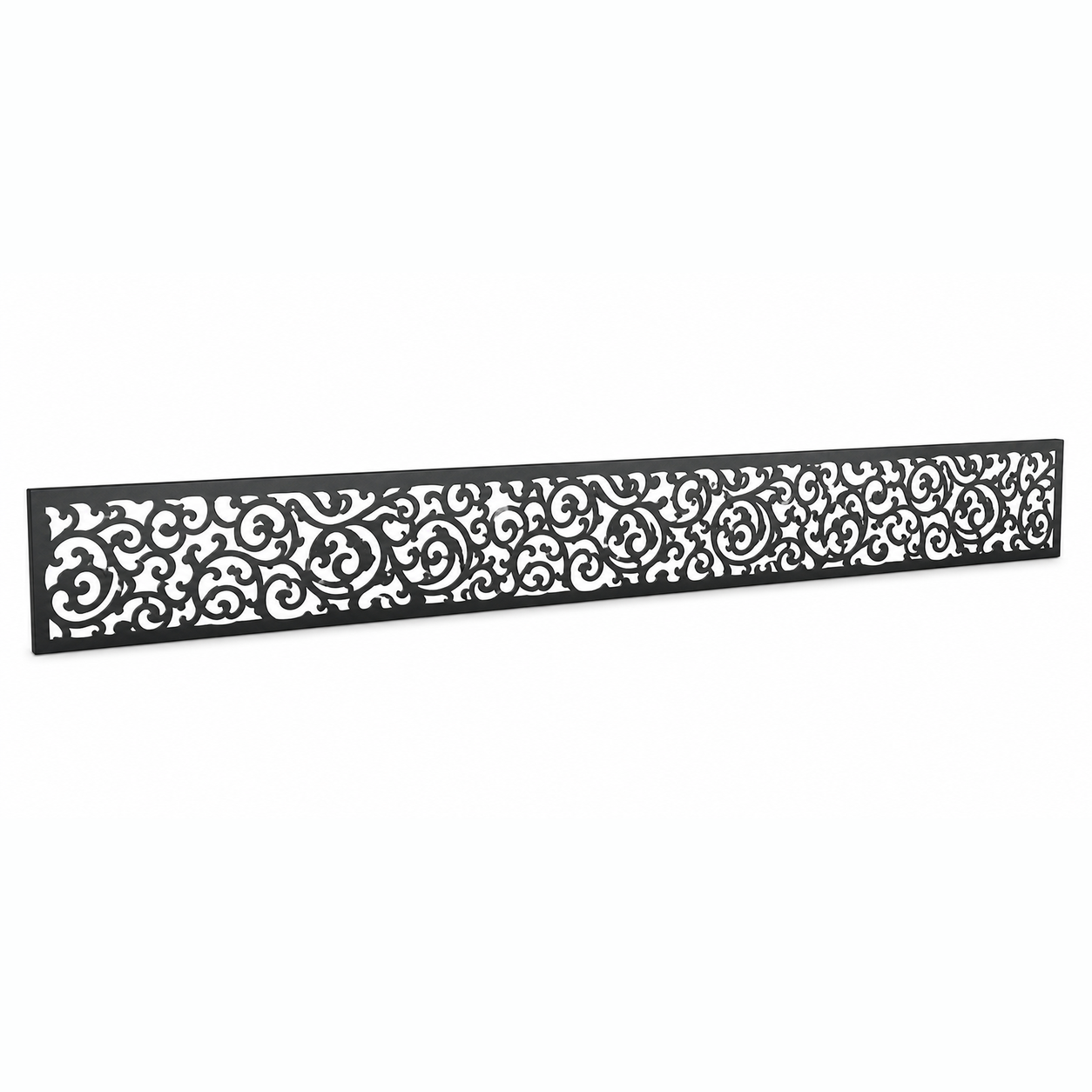 Spiral Lace Vine laser cut metal fence topper insert perspective view, Design 100