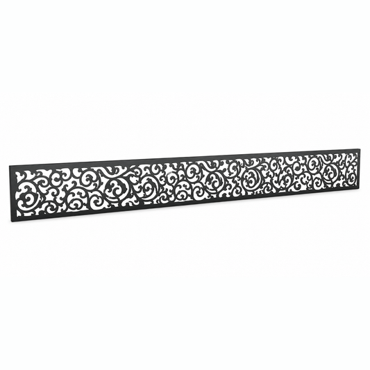 Spiral Lace Vine laser cut metal fence topper insert perspective view, Design 100