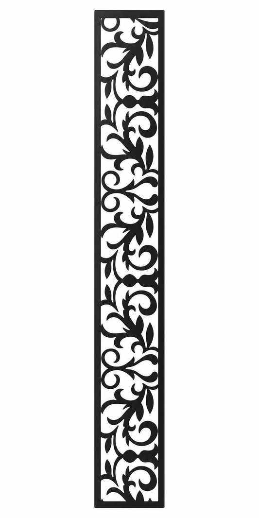 Design 101 Floral Scroll Column Laser Cut Metal Privacy Screen Panel front main view