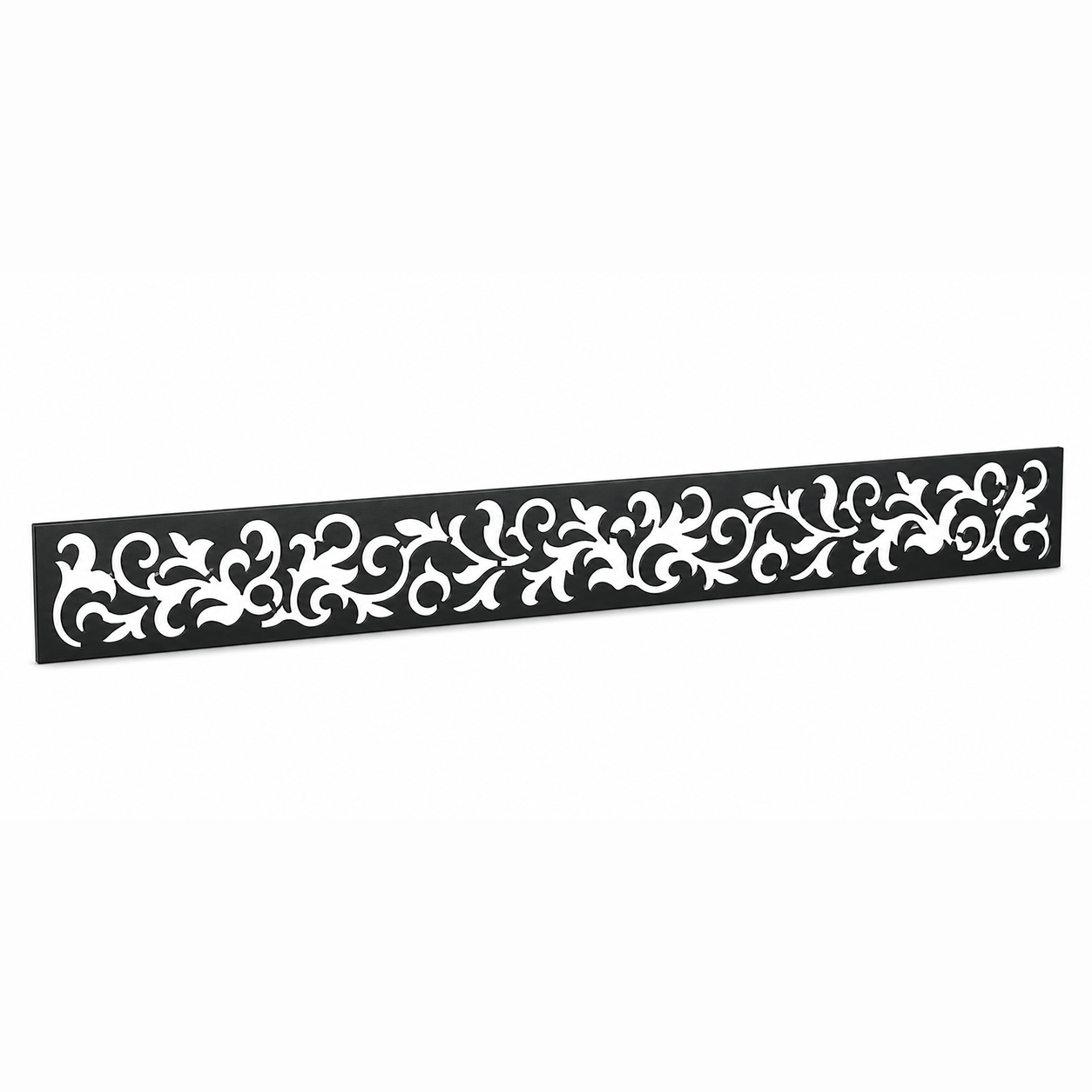 Slim Floral Vine laser cut metal fence topper insert perspective view, Design 101