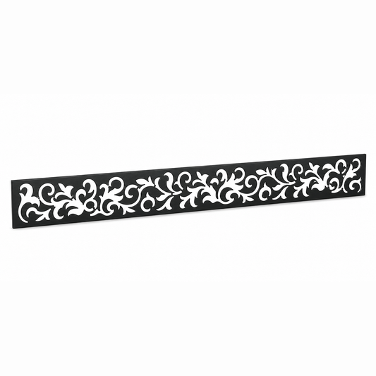 Slim Floral Vine laser cut metal fence topper insert perspective view, Design 101