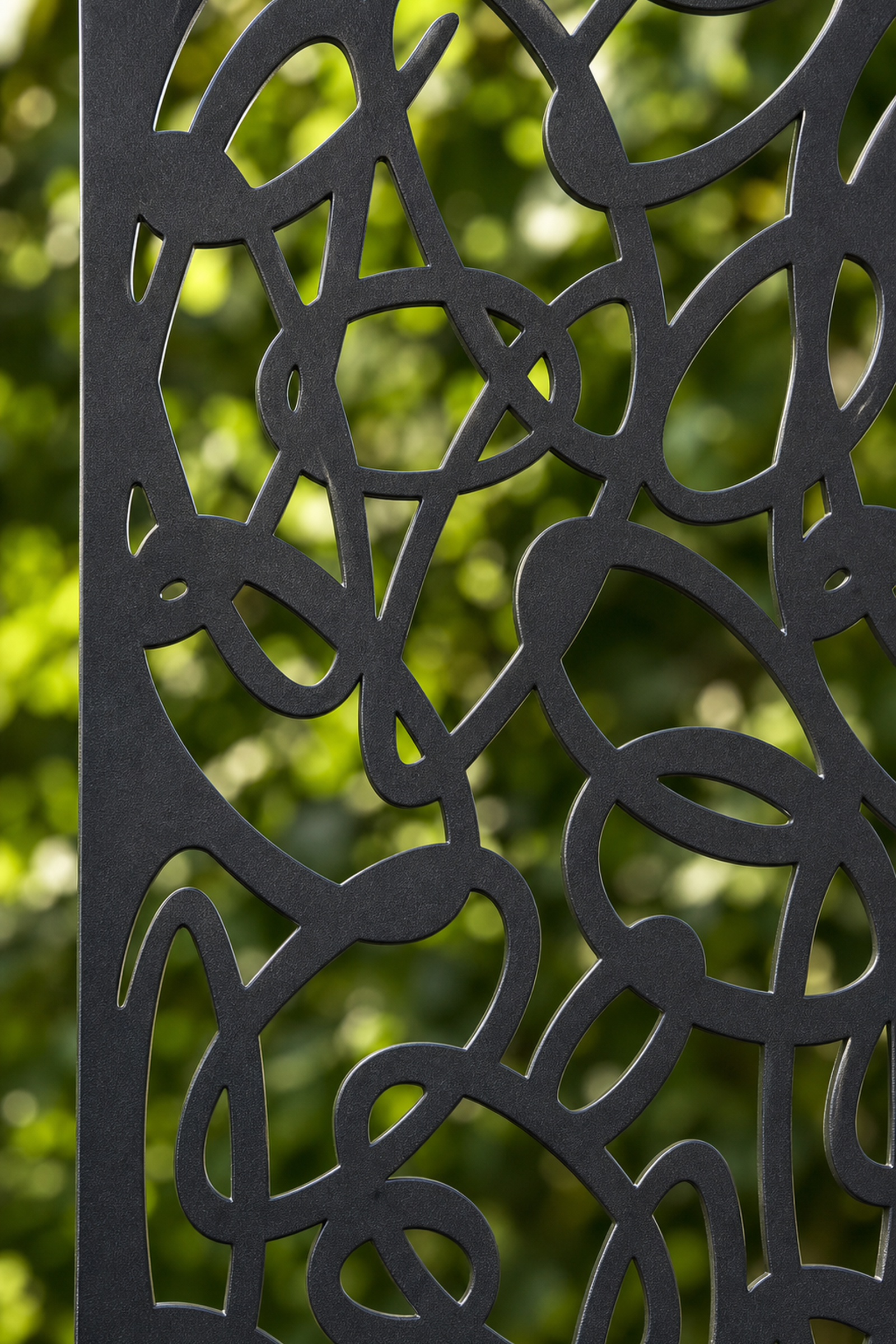 Design 102 Abstract Loop Vines Laser Cut Metal Privacy Screen Panel close-up detail view