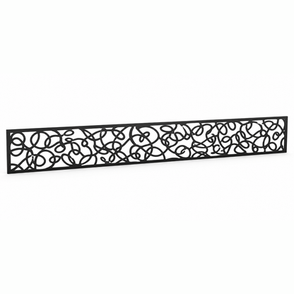 Open Scroll Tendril laser cut metal fence topper insert perspective view, Design 102