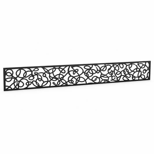 Open Scroll Tendril laser cut metal fence topper insert perspective view, Design 102