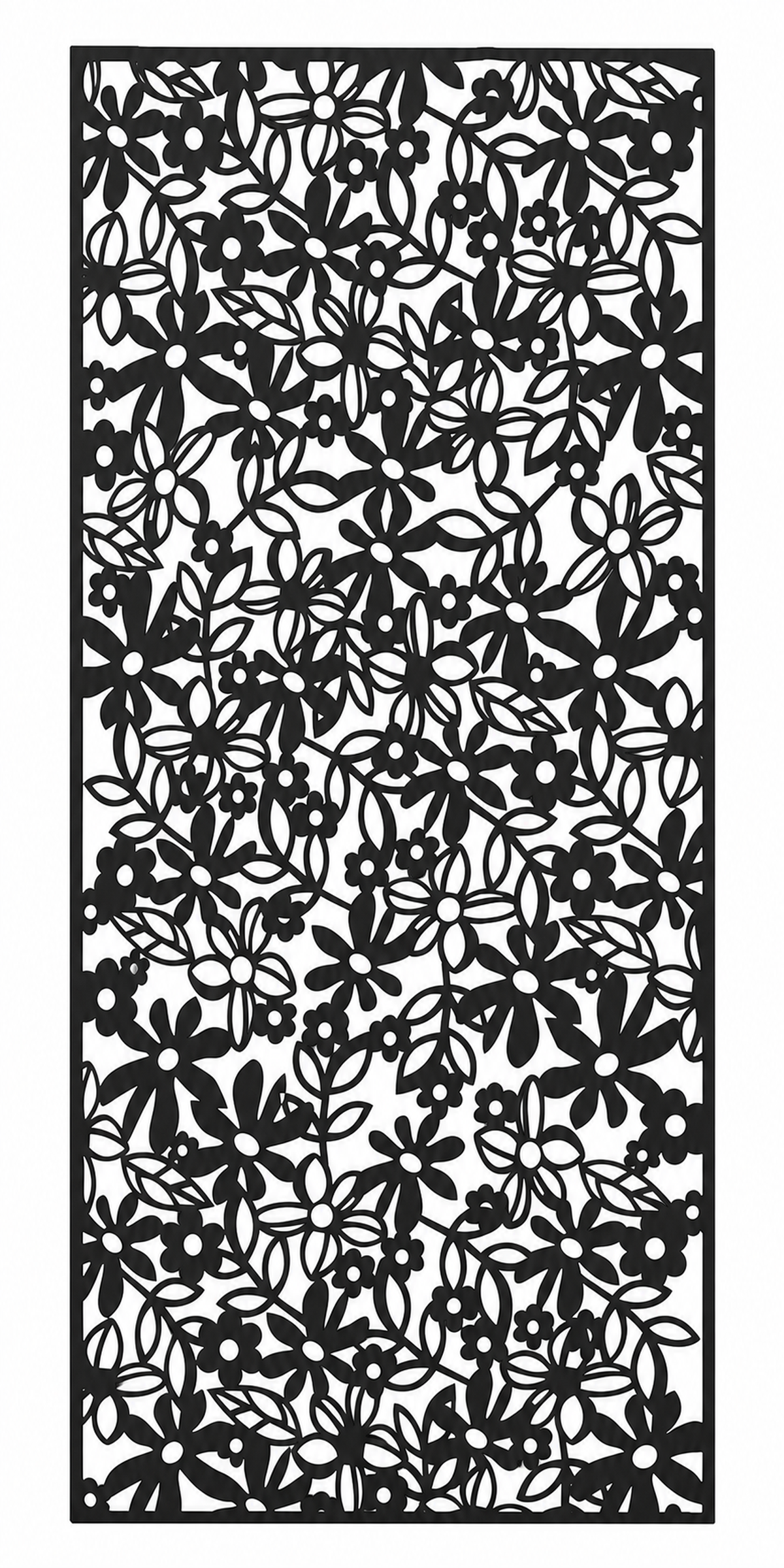 Design 103 Dense Garden Blooms Laser Cut Metal Privacy Screen Panel front main view