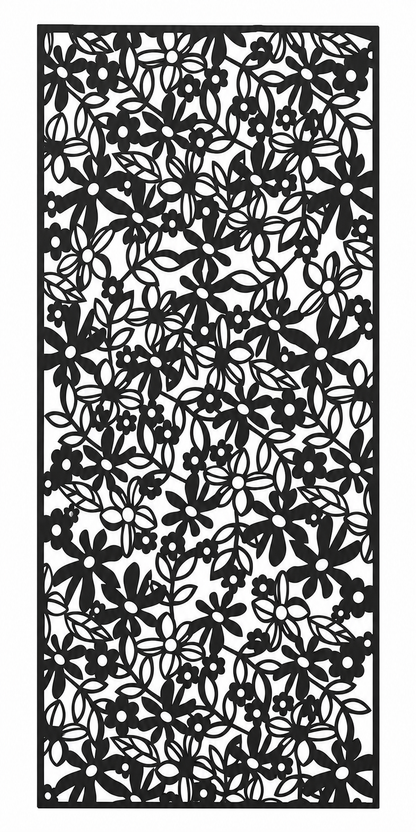 Design 103 Dense Garden Blooms Laser Cut Metal Privacy Screen Panel front main view