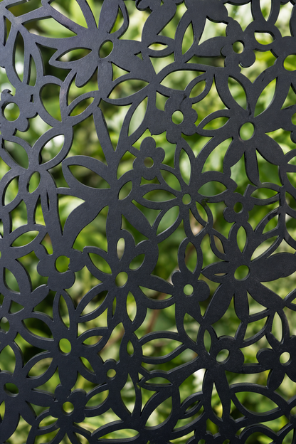 Design 103 Dense Garden Blooms Laser Cut Metal Privacy Screen Panel close-up detail view