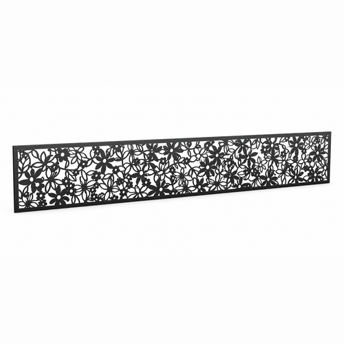 Dense Garden Lace laser cut metal fence topper insert perspective view, Design 103