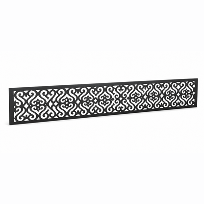 Basket Weave Diamond laser cut metal fence topper insert perspective view, Design 104
