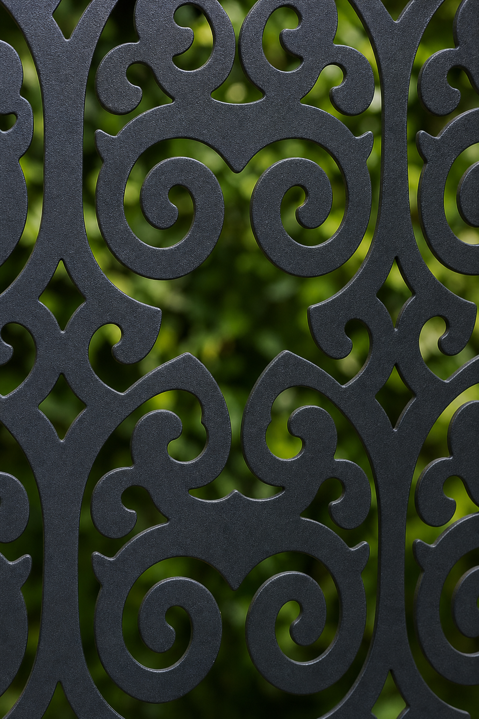Design 105 Double Scroll Rows Laser Cut Metal Privacy Screen Panel close-up detail view