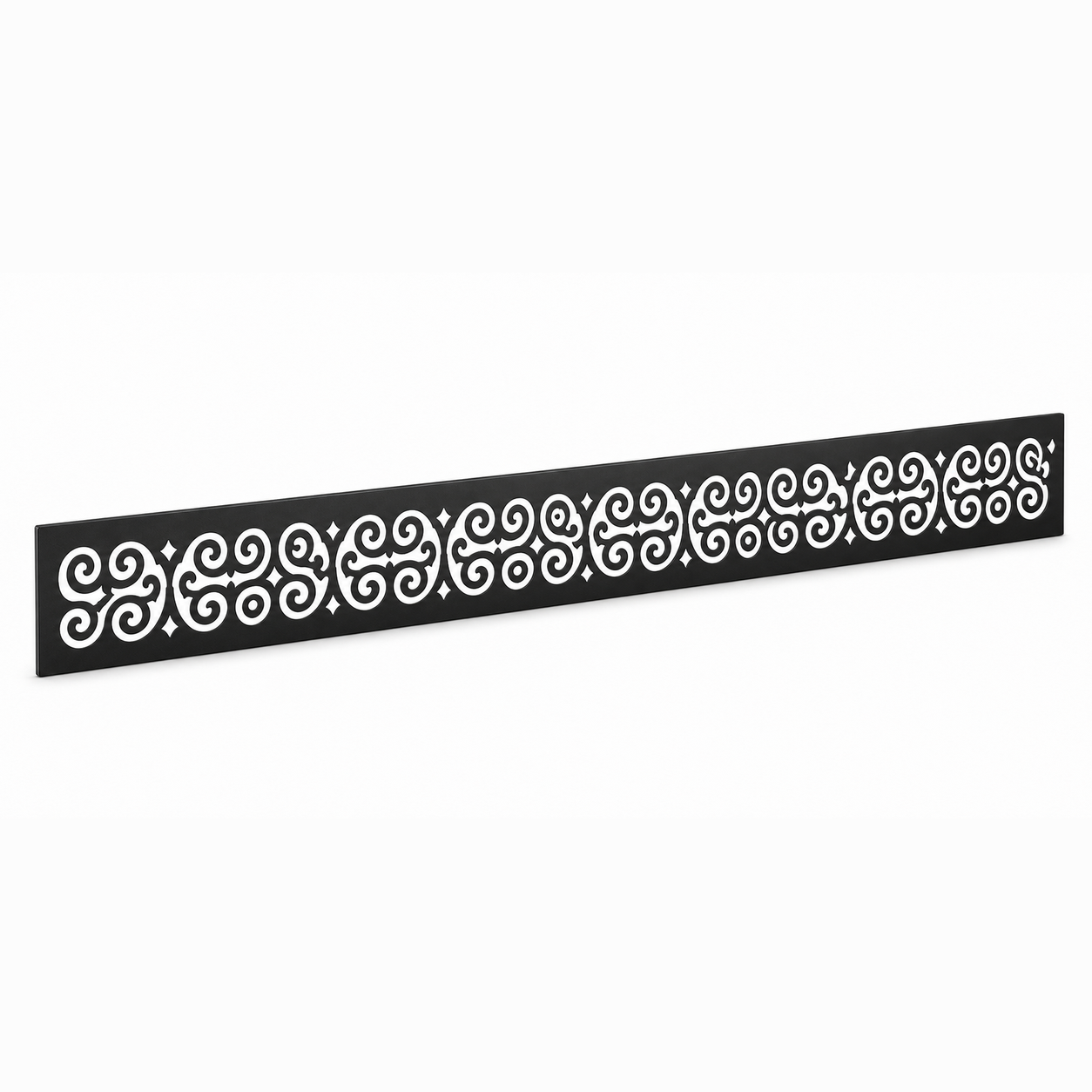 Repeating Fleur De Lis Rail laser cut metal fence topper insert perspective view, Design 105