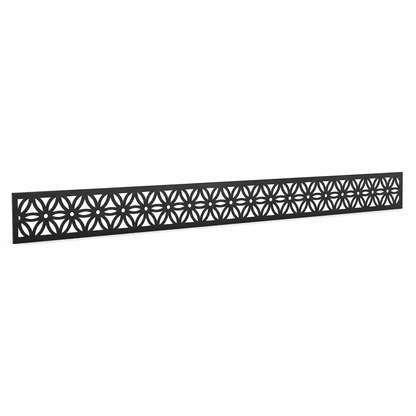 Oval Bead Chain laser cut metal fence topper insert perspective view, Design 106