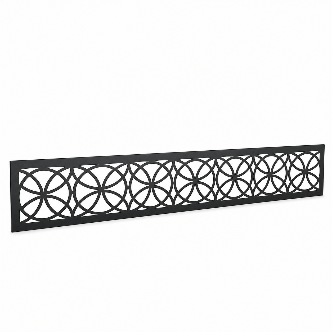 Petite Medallion Rail laser cut metal fence topper insert perspective view, Design 107