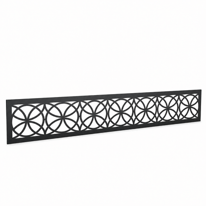 Petite Medallion Rail laser cut metal fence topper insert perspective view, Design 107