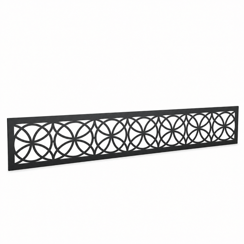 Petite Medallion Rail laser cut metal fence topper insert perspective view, Design 107