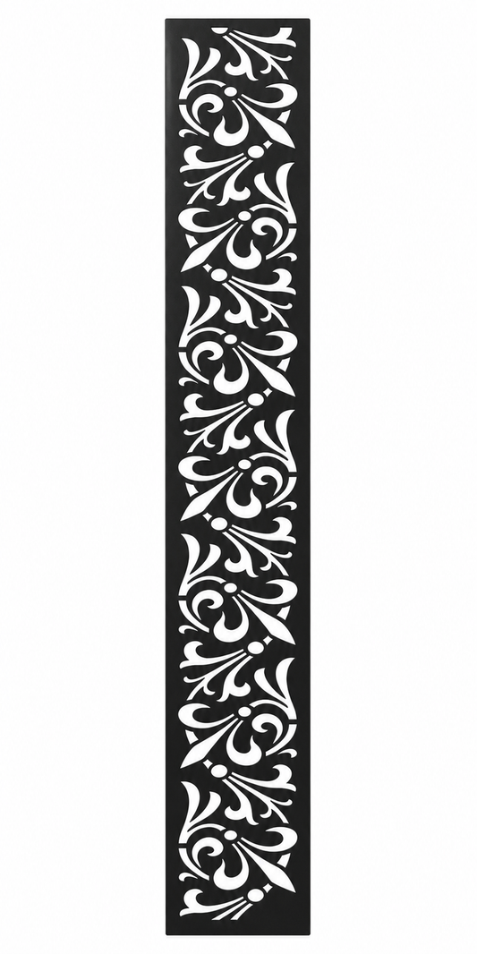 Design 108 Leaf Scroll Border Laser Cut Metal Privacy Screen Panel front main view