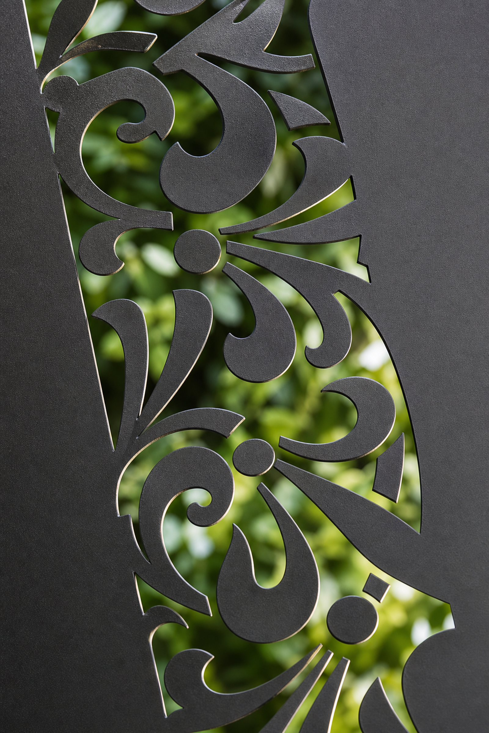 Design 108 Leaf Scroll Border Laser Cut Metal Privacy Screen Panel close-up detail view