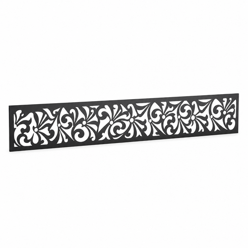 Wild Leaf Scroll laser cut metal fence topper insert perspective view, Design 108