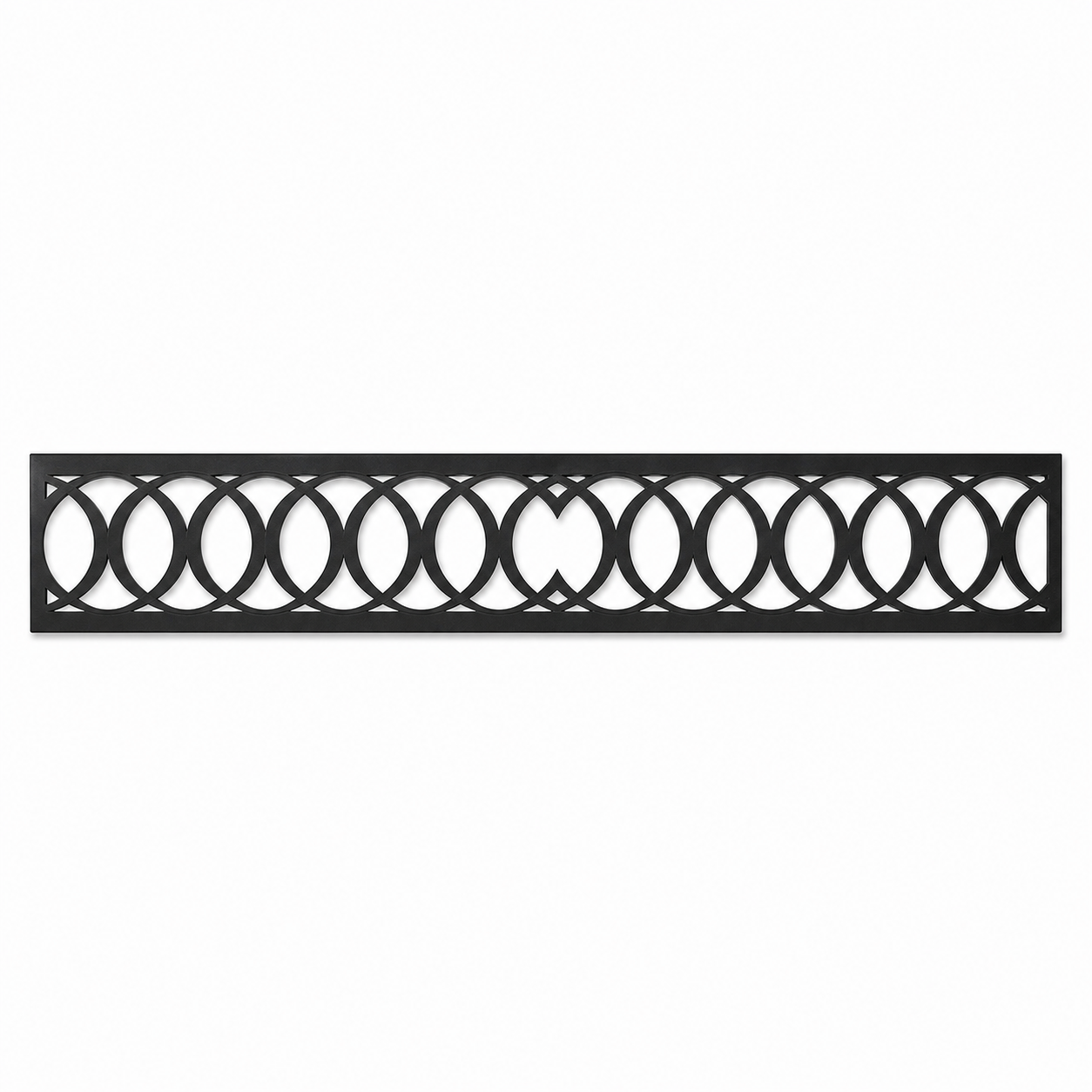 Open Circle Chain decorative metal fence topper front pattern for WPC composite fencing, Design 109