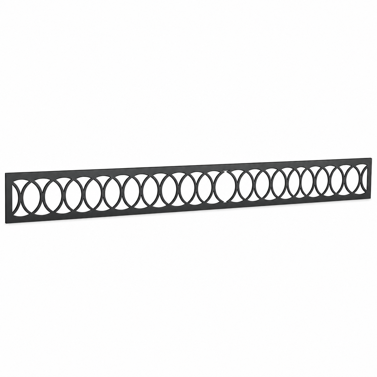 Open Circle Chain laser cut metal fence topper insert perspective view, Design 109