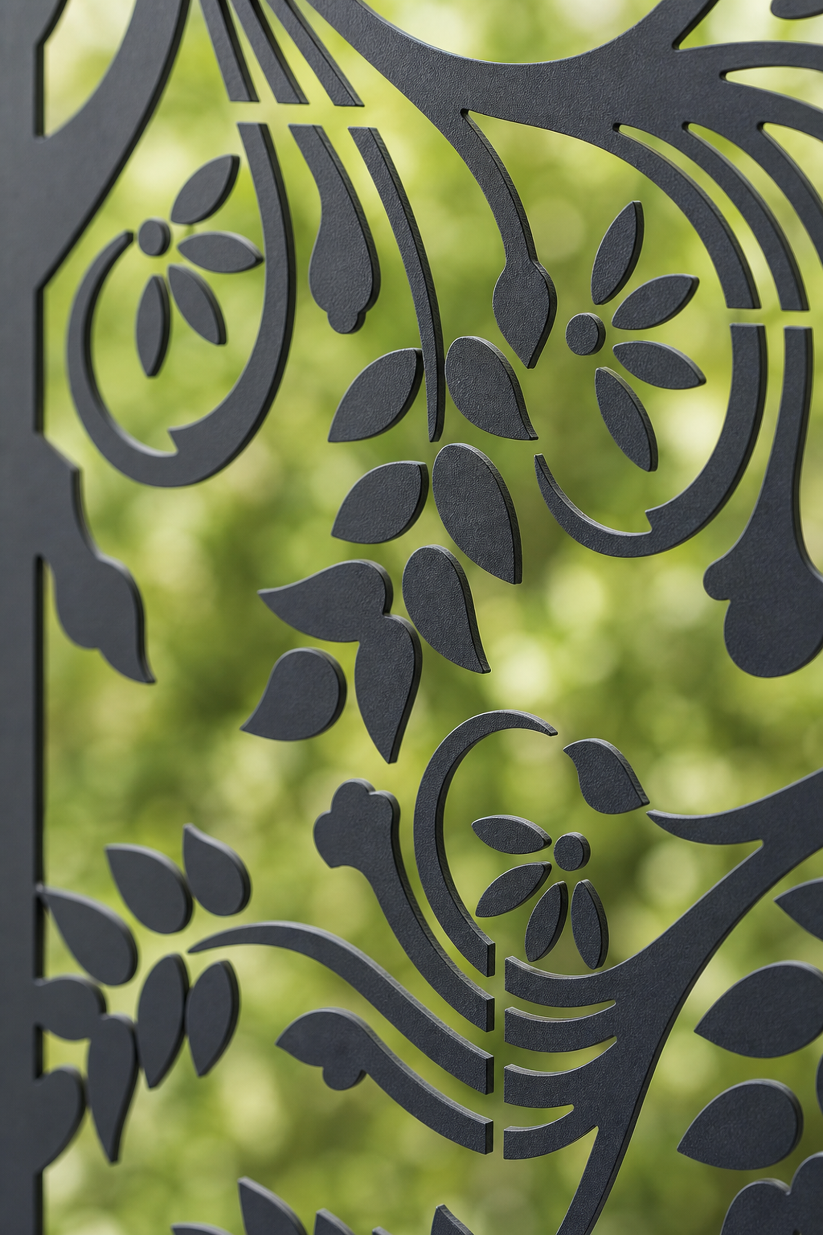 Design 110 Bird Garden Laser Cut Metal Privacy Screen Panel close-up detail view