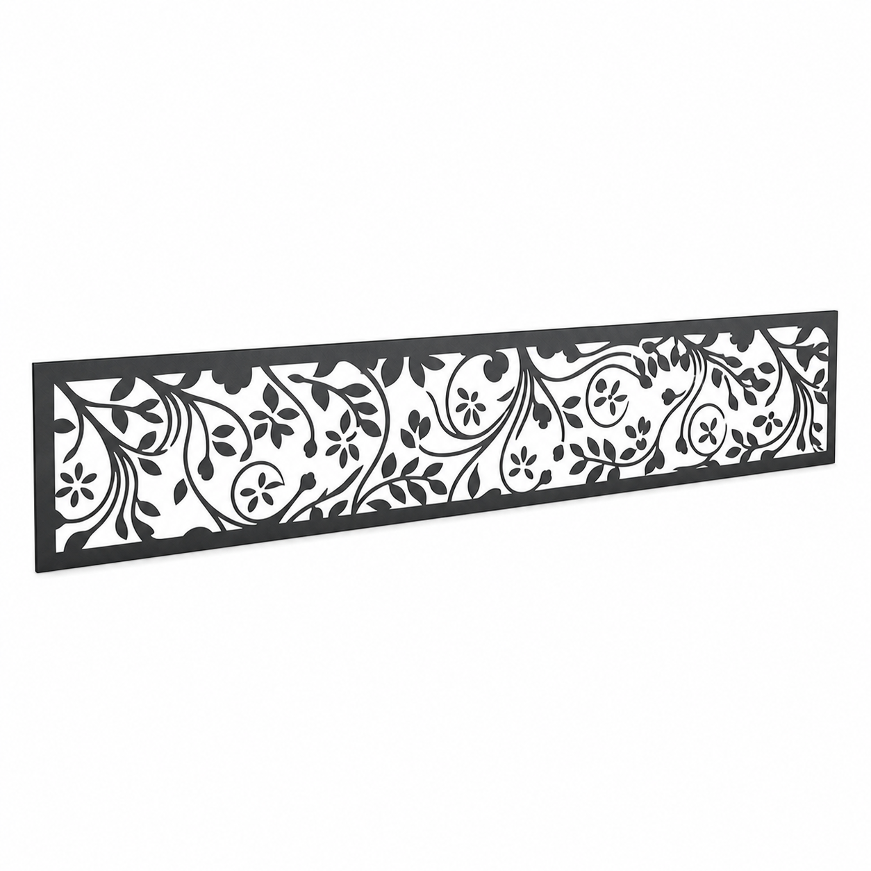 Butterfly Floral Lace laser cut metal fence topper insert perspective view, Design 110