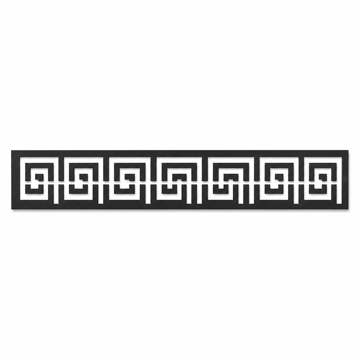 Bold Greek Key decorative metal fence topper front pattern for WPC composite fencing, Design 111