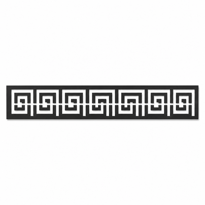 Bold Greek Key decorative metal fence topper front pattern for WPC composite fencing, Design 111