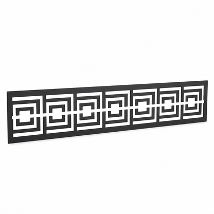 Bold Greek Key laser cut metal fence topper insert perspective view, Design 111
