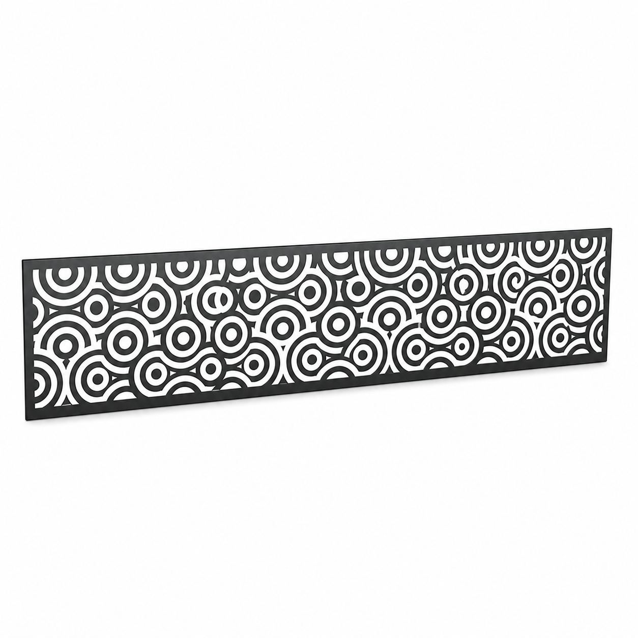 Spiral Coil Grid laser cut metal fence topper insert perspective view, Design 112