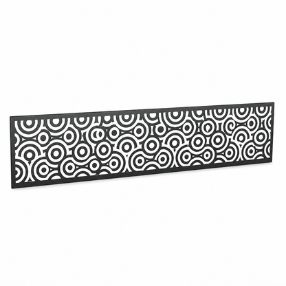 Spiral Coil Grid laser cut metal fence topper insert perspective view, Design 112