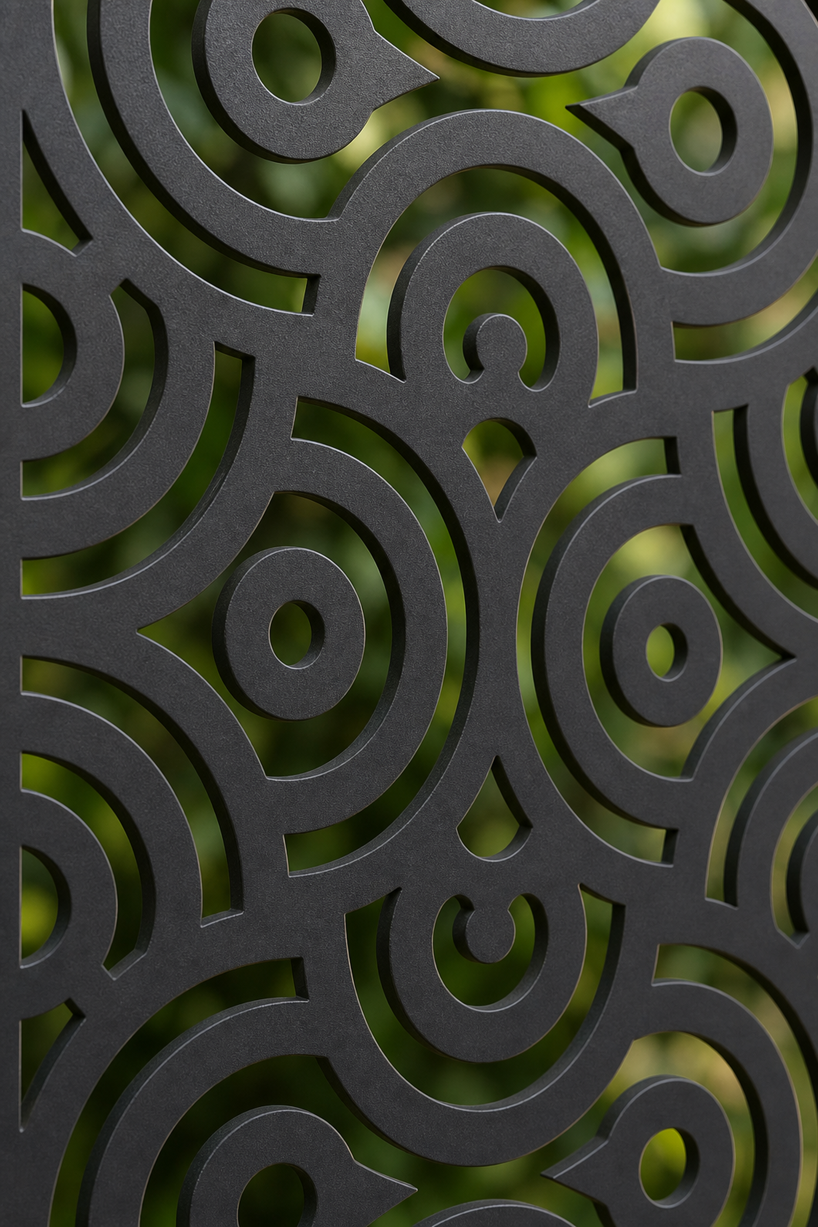 Design 112 Tiny Spiral Grid Laser Cut Metal Privacy Screen Panel close-up detail view
