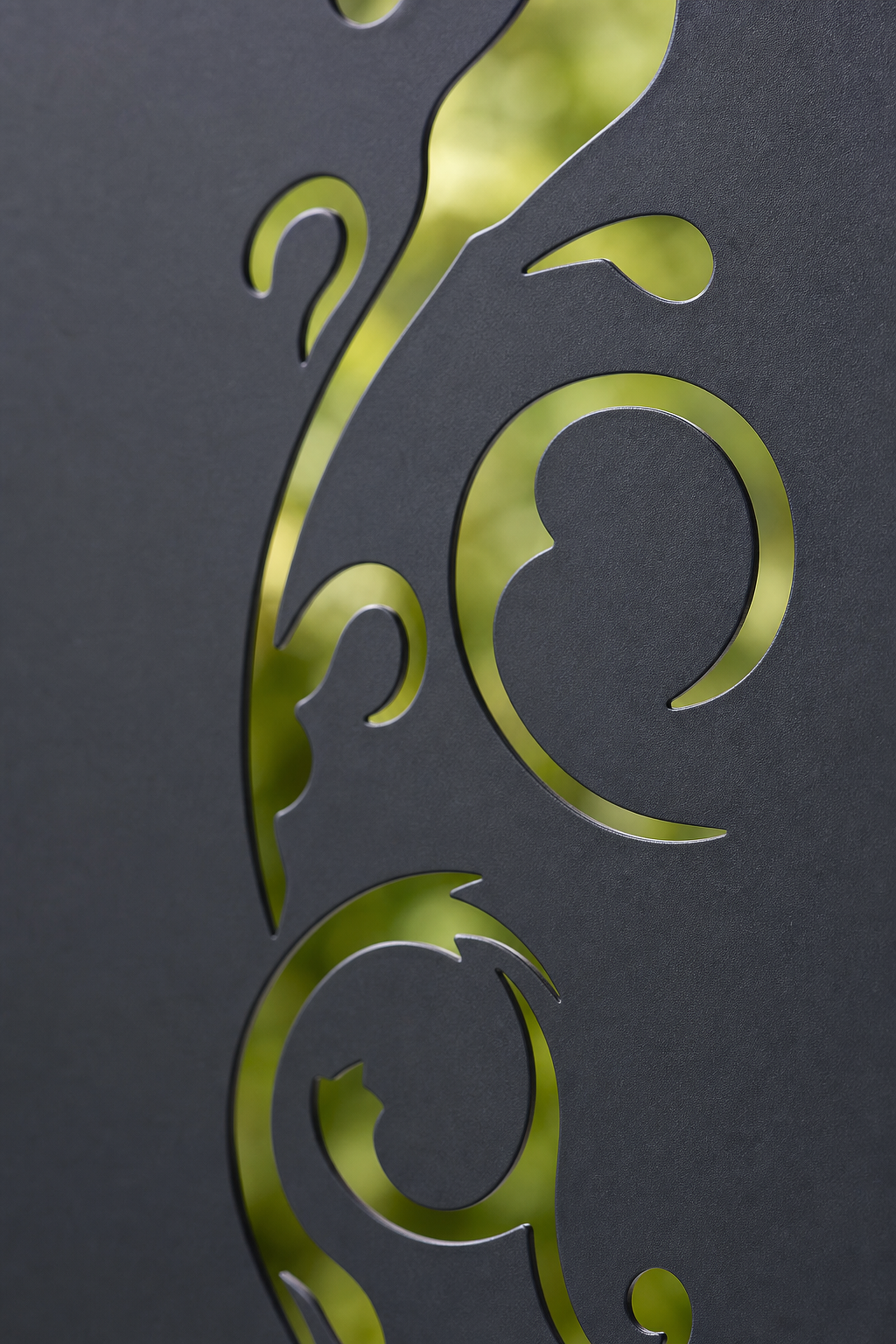Design 113 Minimal Vine Laser Cut Metal Privacy Screen Panel close-up detail view