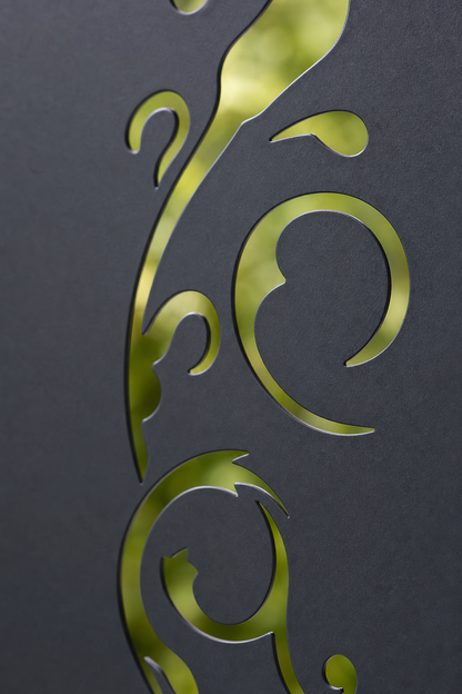 Design 113 Minimal Vine Laser Cut Metal Privacy Screen Panel close-up detail view