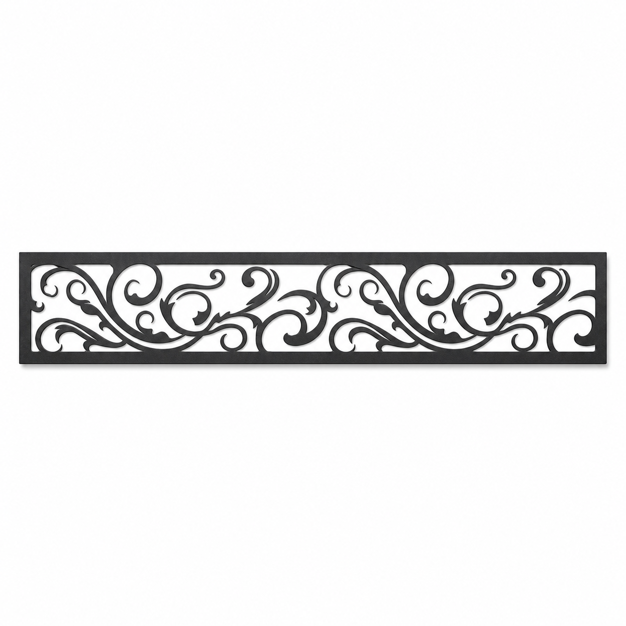 Open Vine Scroll decorative metal fence topper front pattern for WPC composite fencing, Design 113