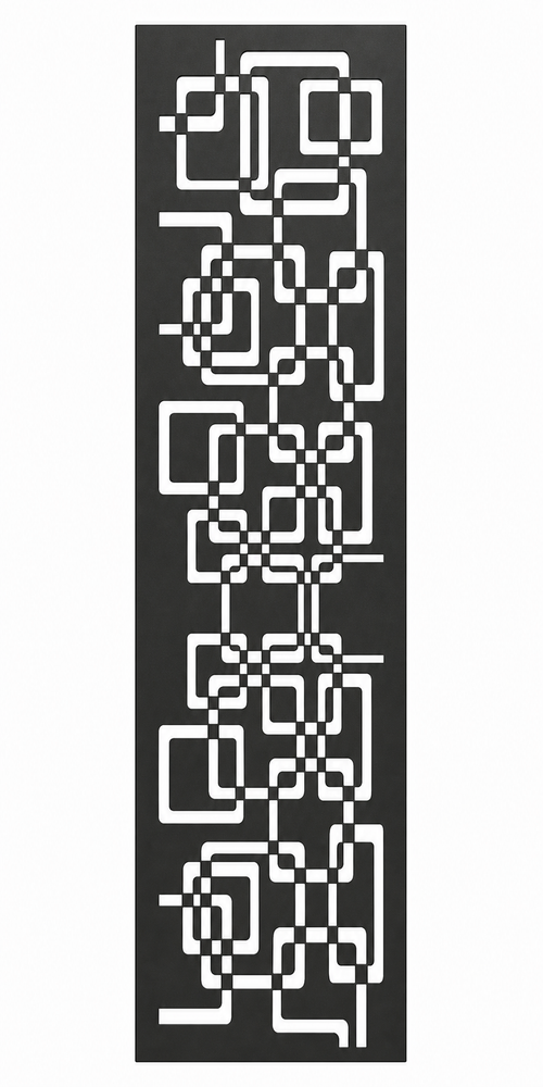 Design 114 Digital Square Maze Laser Cut Metal Privacy Screen Panel front main view