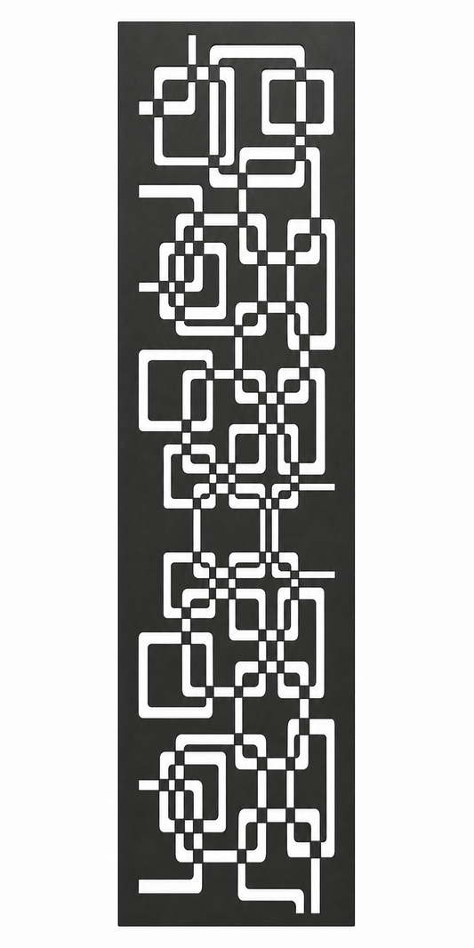 Design 114 Digital Square Maze Laser Cut Metal Privacy Screen Panel front main view