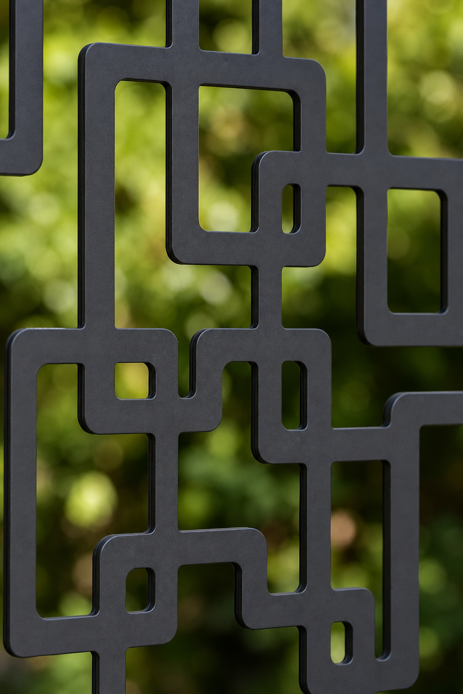Design 114 Digital Square Maze Laser Cut Metal Privacy Screen Panel close-up detail view