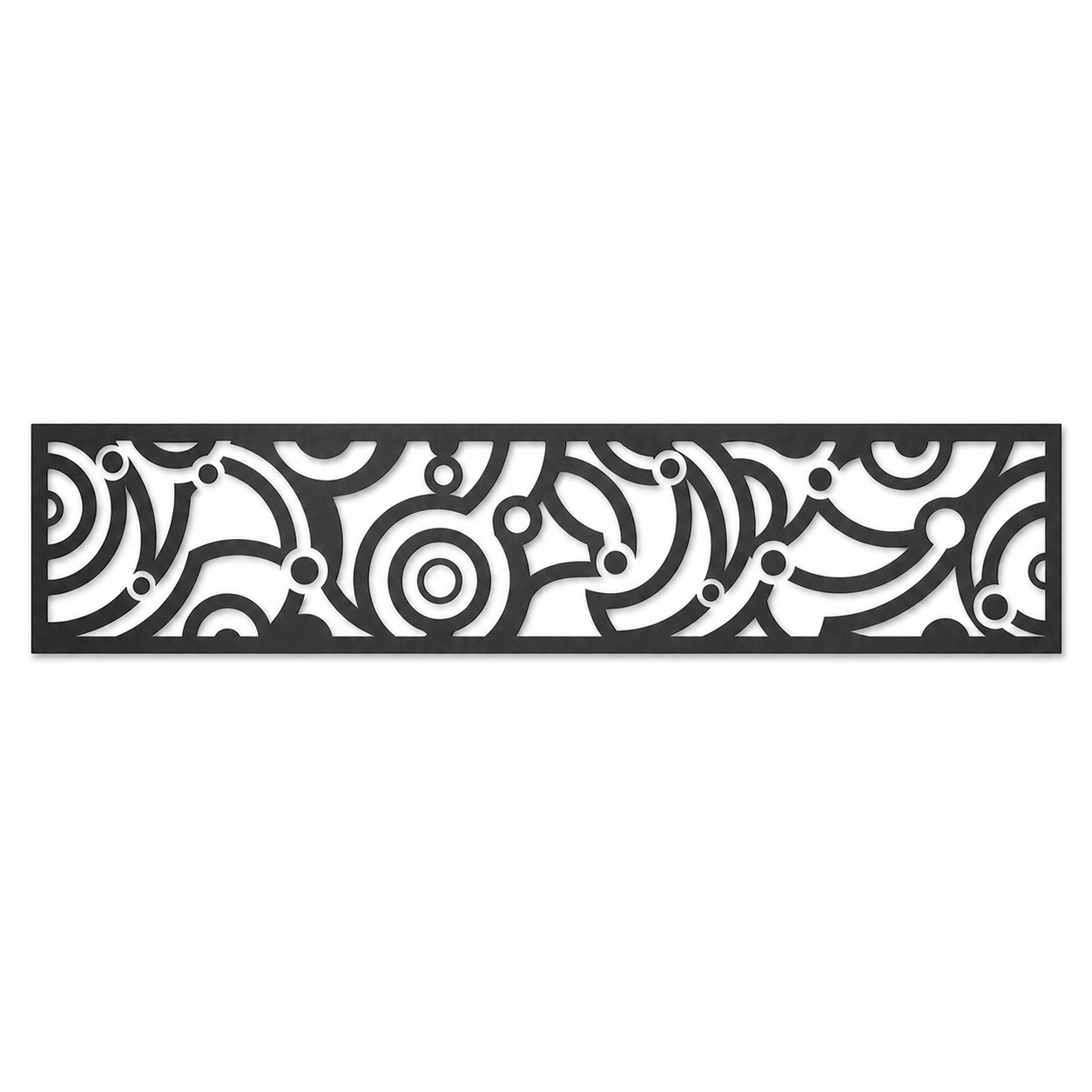 Abstract Modern Curl decorative metal fence topper front pattern for WPC composite fencing, Design 115