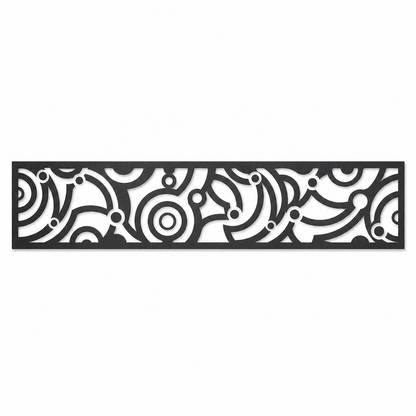 Abstract Modern Curl decorative metal fence topper front pattern for WPC composite fencing, Design 115